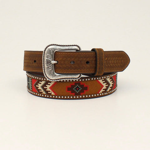 Ariat Mns Mltclr Emb Brn Belt A1033202