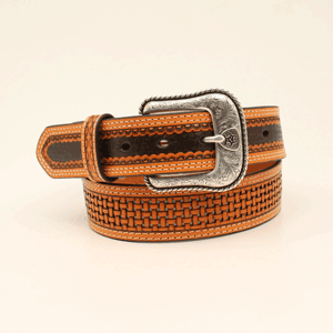Ariat Men's Pierced Basketweave Natural Tan Belt