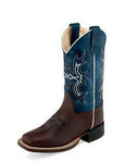 Old West Boy's Brown/Blue Leather Boots BSC1914