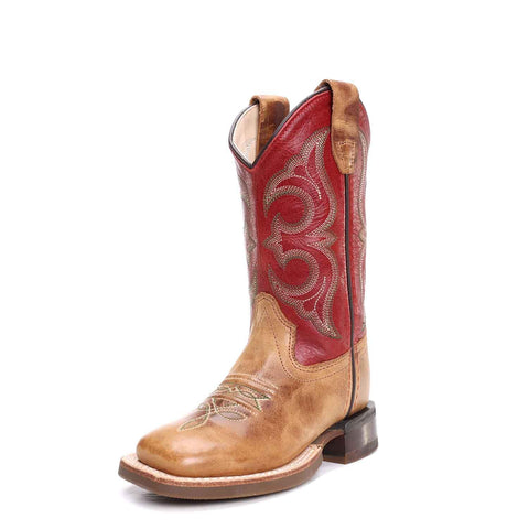 Old West Boy's Tan/Red Leather Boots