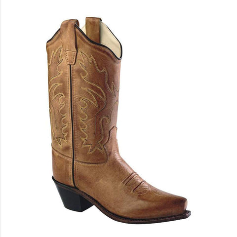 Old West Girl's Tan Leather Boots