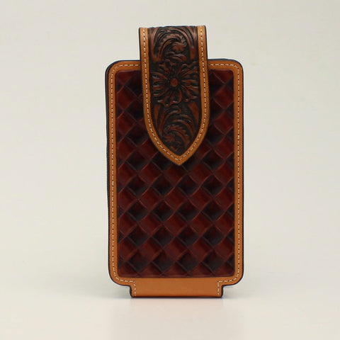 Nocona Large Checkerboard Tan Cell Phone Case