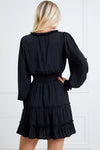 Glam Women's Ruffled Black Dress