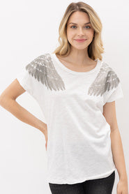 Vocal Women's Wing Patch Ivory Top