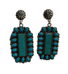 Emma Jewelry Women's Squash Blossom Turquoise Silver Earrings