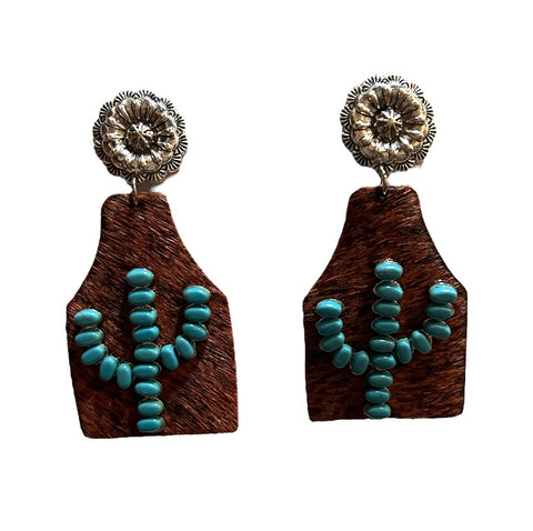 Emma Jewelry Women's Animal Print Cactus Squash Turquoise Pink Earrings