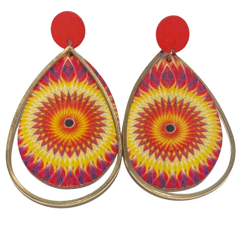 Trend Lab Wms TD Printed Wood Earrings 13-3685RD