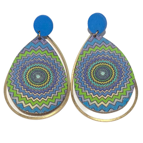 Trend Lab Wms TD Printed Wood Earrings 13-3685BL