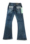 Grace Girl's Eagle Embroidered Jeans