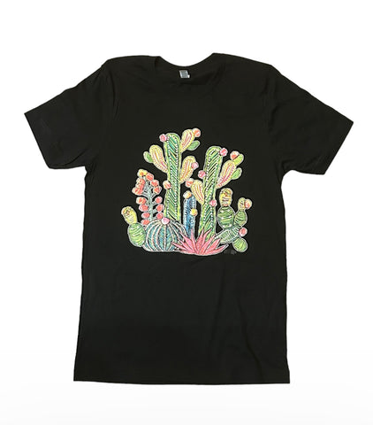 Lucky & Blessed Life Prickly Cactus Black T-Shirt