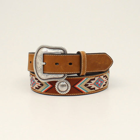 Nocona Women's 1-1/2" Embroidered SW Conchos Md Brown Belt
