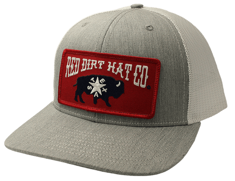 Red Dirt Men's "Rep Of Texas" Grey/White Trucker Cap RDHC68