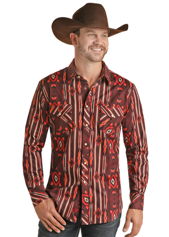 Rock&Roll Denim Men's Aztec Burgundy Shirt
