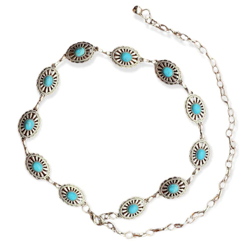 Shea Baby Girl Small Oval Turquoise Concho Belt