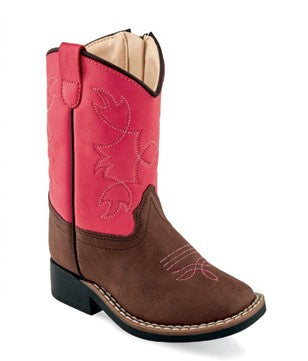 Old West Girl's Pink/Brown Leatherette Boot
