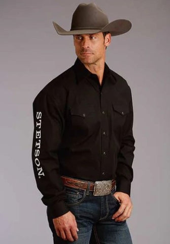 Stetson Men's Logo LS Black Shirt