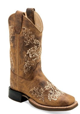 Old West Girl's Tan Leather Boots BSC1958