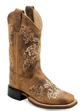 Old West Youth Tan Leather Boots