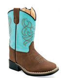 CLEARANCE Old West Boy's Blue/Brown Leatherette Boot