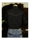 Lucky & Blessed Westetrn Studded Black Top