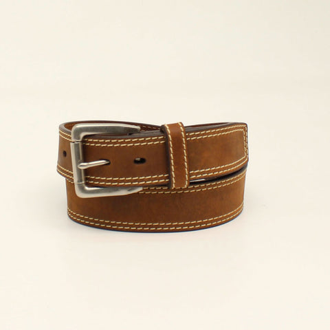 Ariat Men's 1-1/2" Concho Double Stitching Medium Brown Belt