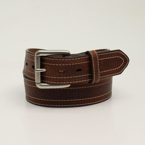 Ariat Men's 1-1/2" Double Stitching Leather Brown Belt