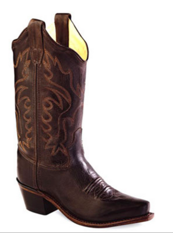 Old West Girl's Dark Brown Leather Boot