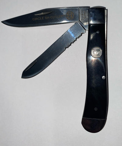 Circle SH Buffalo Horn Trapper Knife