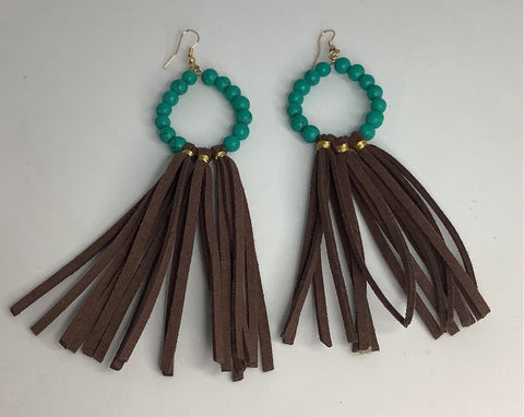 Trend Lab Wms Ring/Tassel Brn Earrings 13-3779GBR