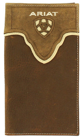 Ariat Men's Tan Logo Medium Brown Rodeo Wallet