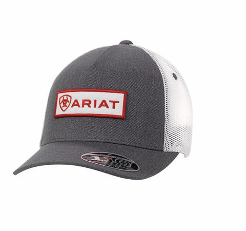 Ariat Men's Grey Red Patch Logo Cap