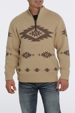 Cinch Men's Khaki 1/4 Zip Sweater