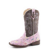 CLEARANCE Roper Girls Little Kids Glitter Pink Flower Boots